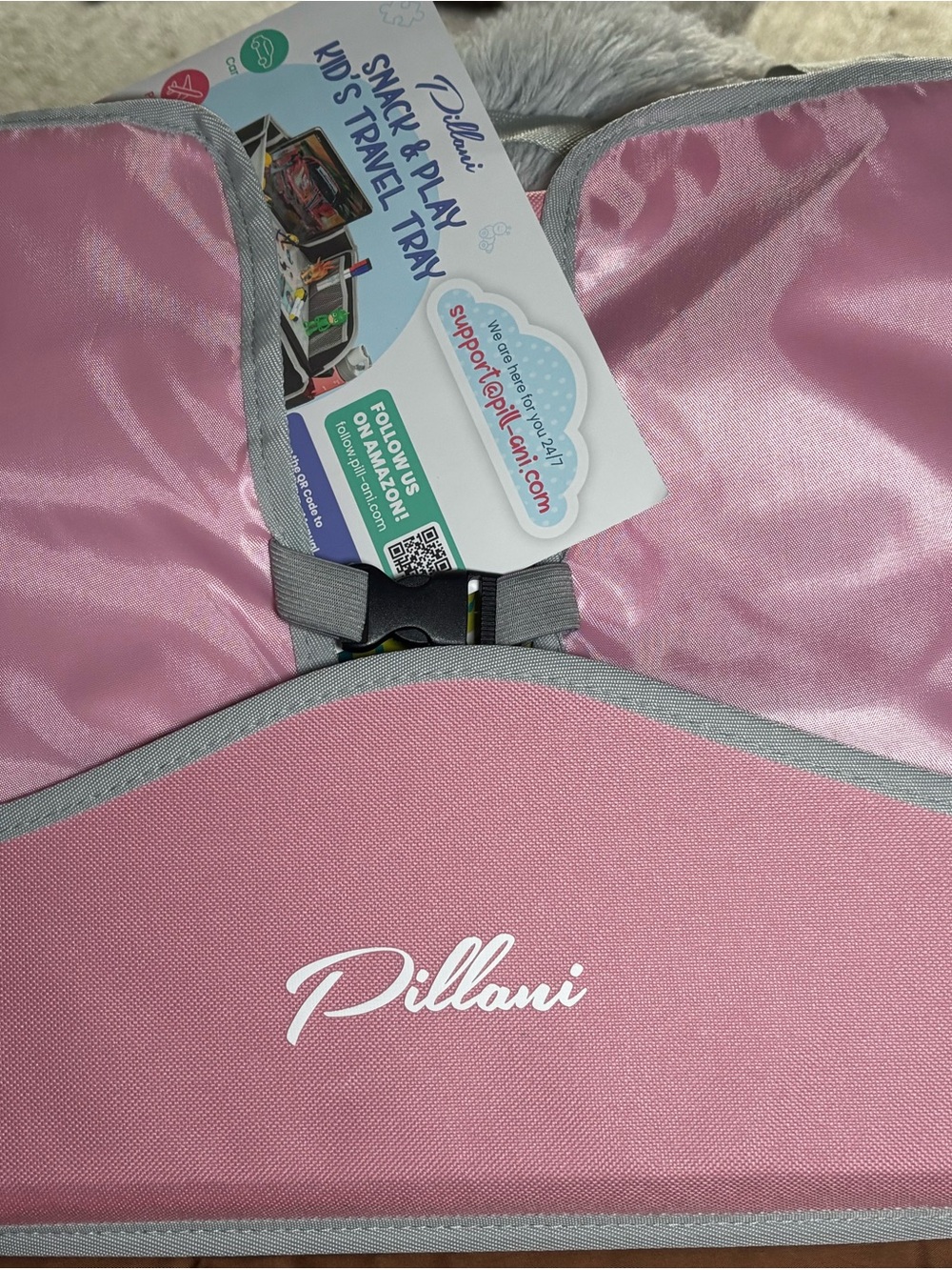Pillani Pink Kids Travel Snack & Play Tray